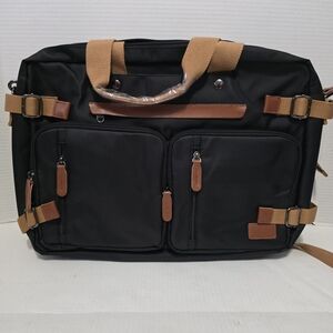 Convertible Backpack Messenger Shoulder Bag Laptop Case Handbag Black Unbranded